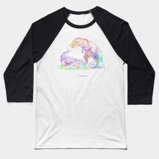 Gorgosaurus Rainbow Confetti Fight with Rex Baseball T-Shirt